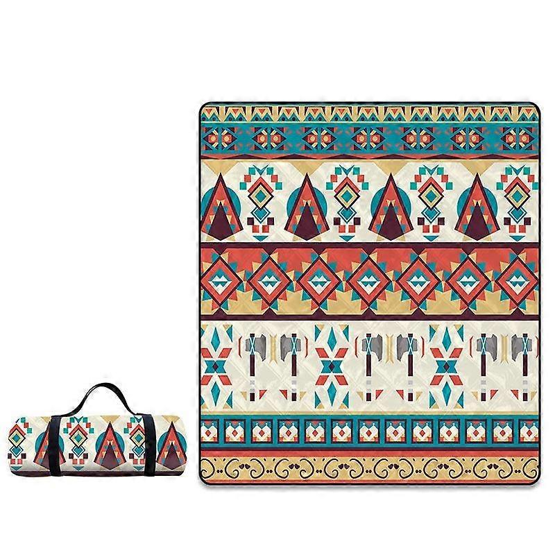 Picnic Blanket Color Graphics, 200x200cm, Washable Picnic Blanket with Handle