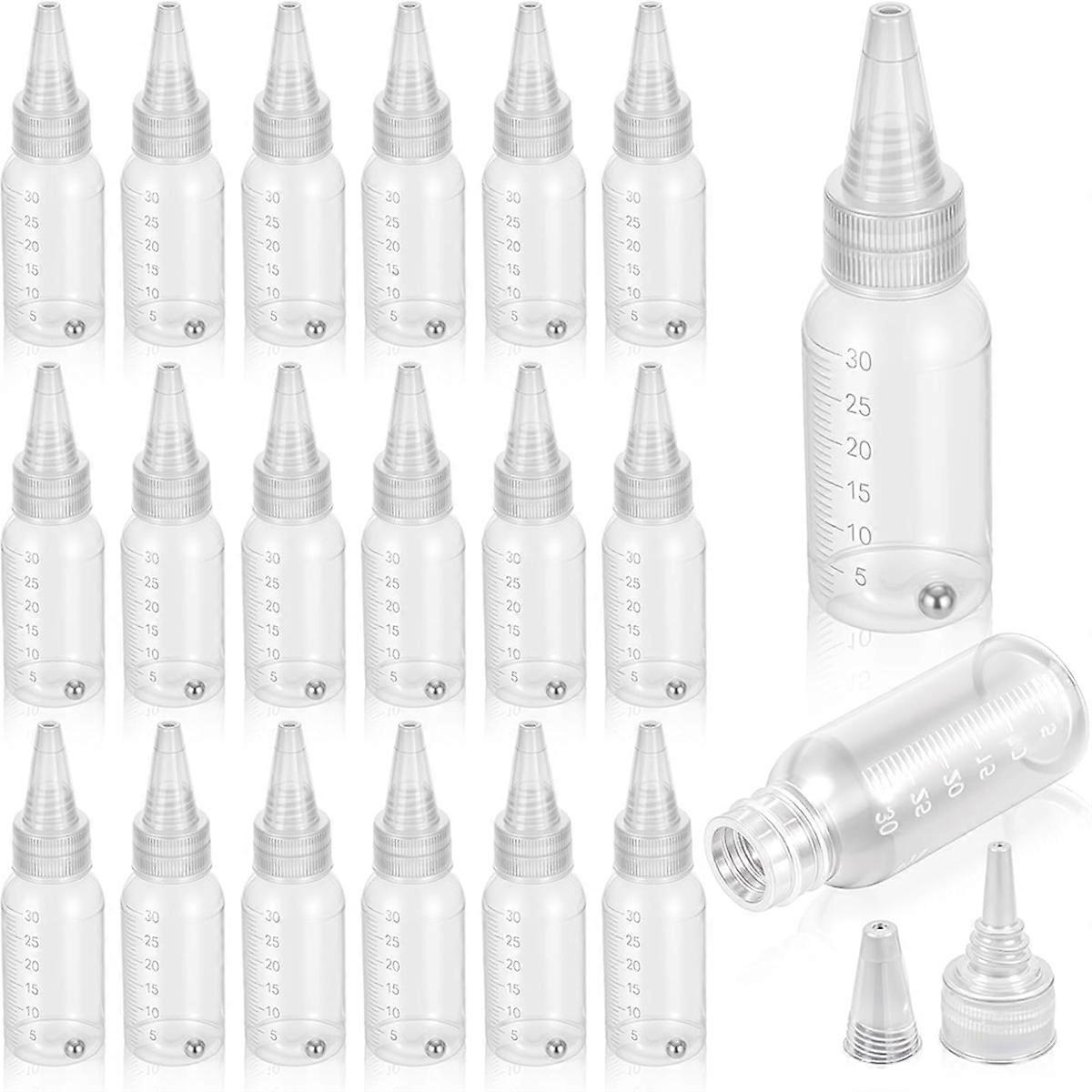 20Pcs Airbrush Paint Bottles Jars 1oz/30ml Plastic Paint Containers with Ball,Resealable Small Sque