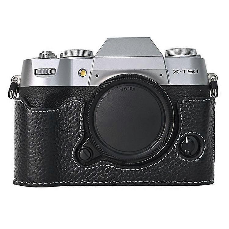 Compatible For Fujifilm X-T50 Camera Bottom Cover Case Large Opening Design Genuine Cow Leather Protector