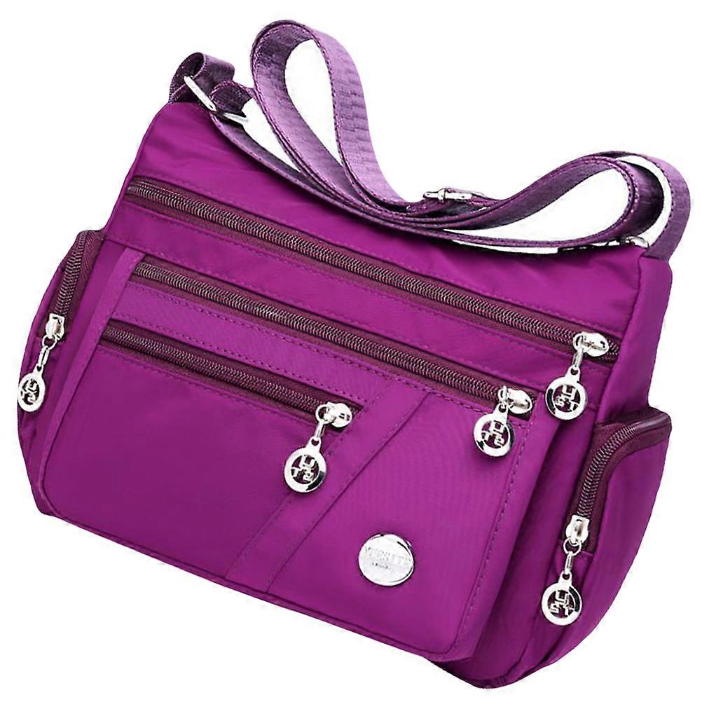 Nylon Crossbody Bag Multi Layer Storage Travel Shopping Daily Use Reusable Stylish Durable All Ages