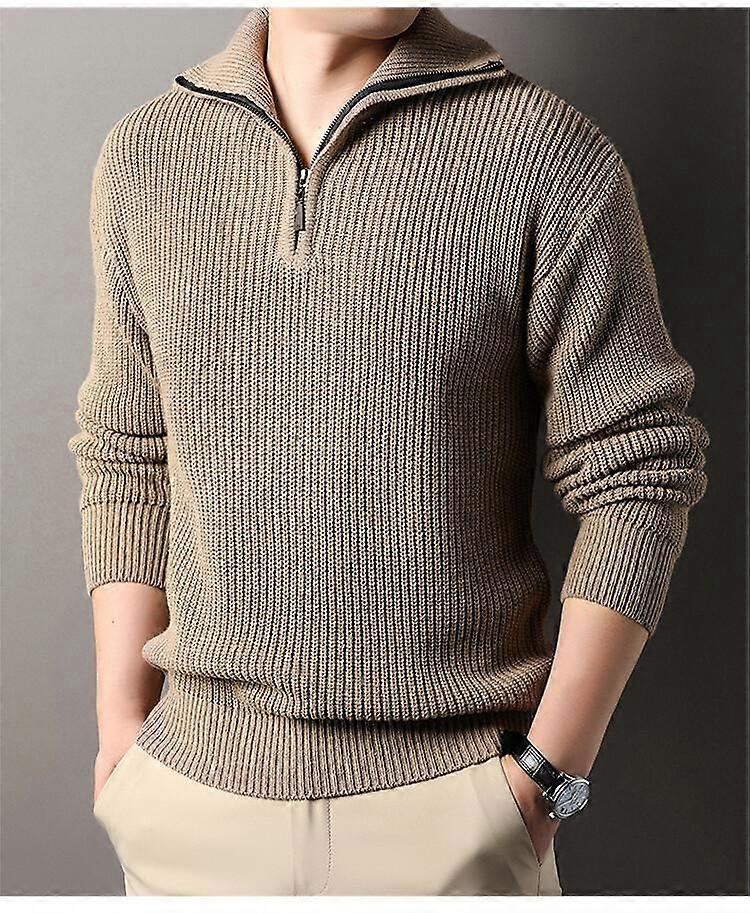 Autumn And Winter Solid Color Basic Mass Men'S Pullover Medium Long Sleeve Lapel British Top Men