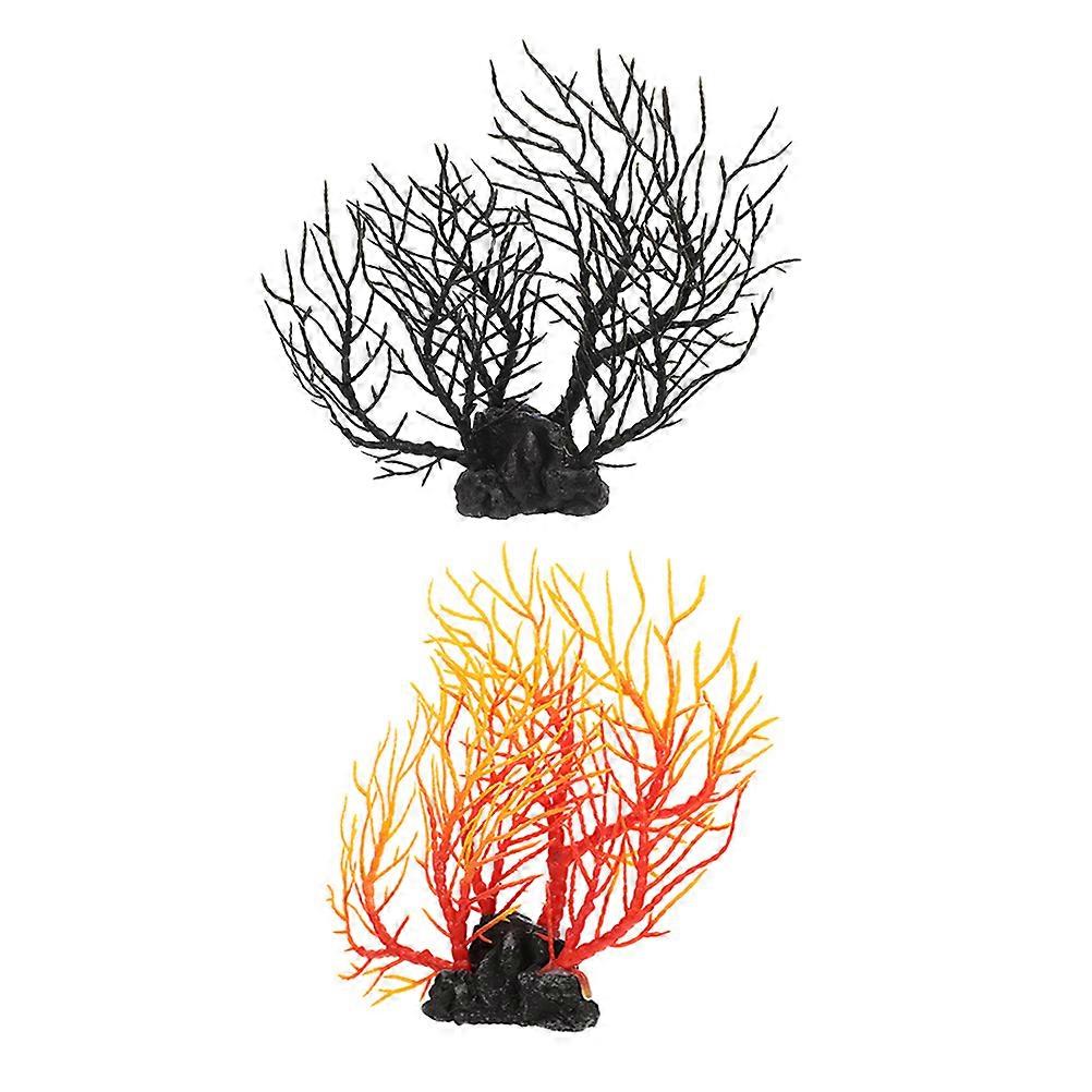 Lifelike Artificial Coral Reef Decorative Use PE Material Coral Tree Design Orange 23.00X23.00X4.00CM Ideal For Landscaping 2Pcs