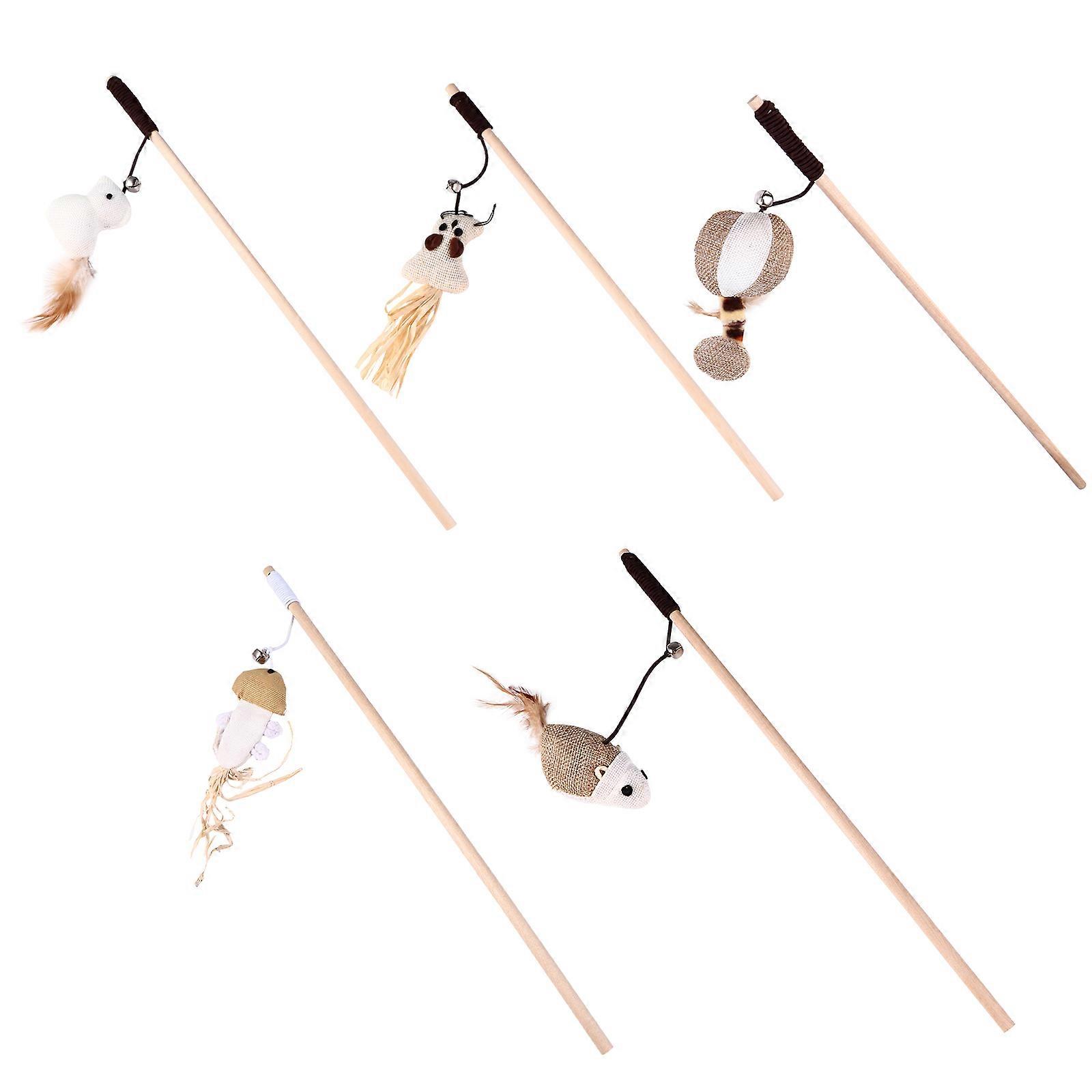 5pcs Cat Teaser Stick Set with Bell for Interactive Play, Training, and Exercise – Ideal for Indoor Cats to Reduce Stress and Encourage Activity