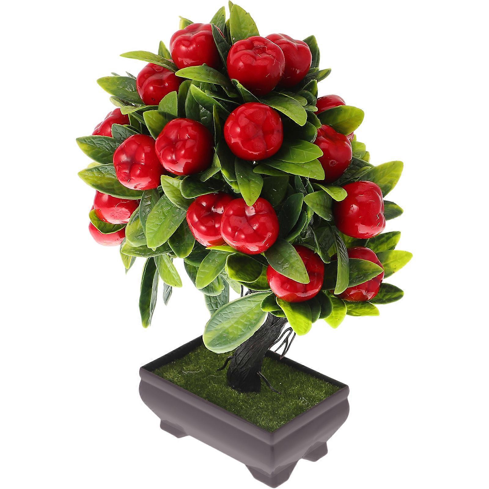 Small Artificial Tree Potted Plant Modern Style Room Decor Assorted Color 25x22cm 1Set