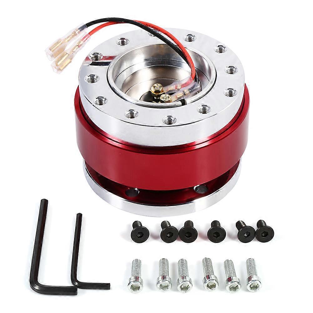 Universal 6 Hole Bolt Ball Steering Wheel Quick Release Hub Adapter Snap Off Boss Kit Red