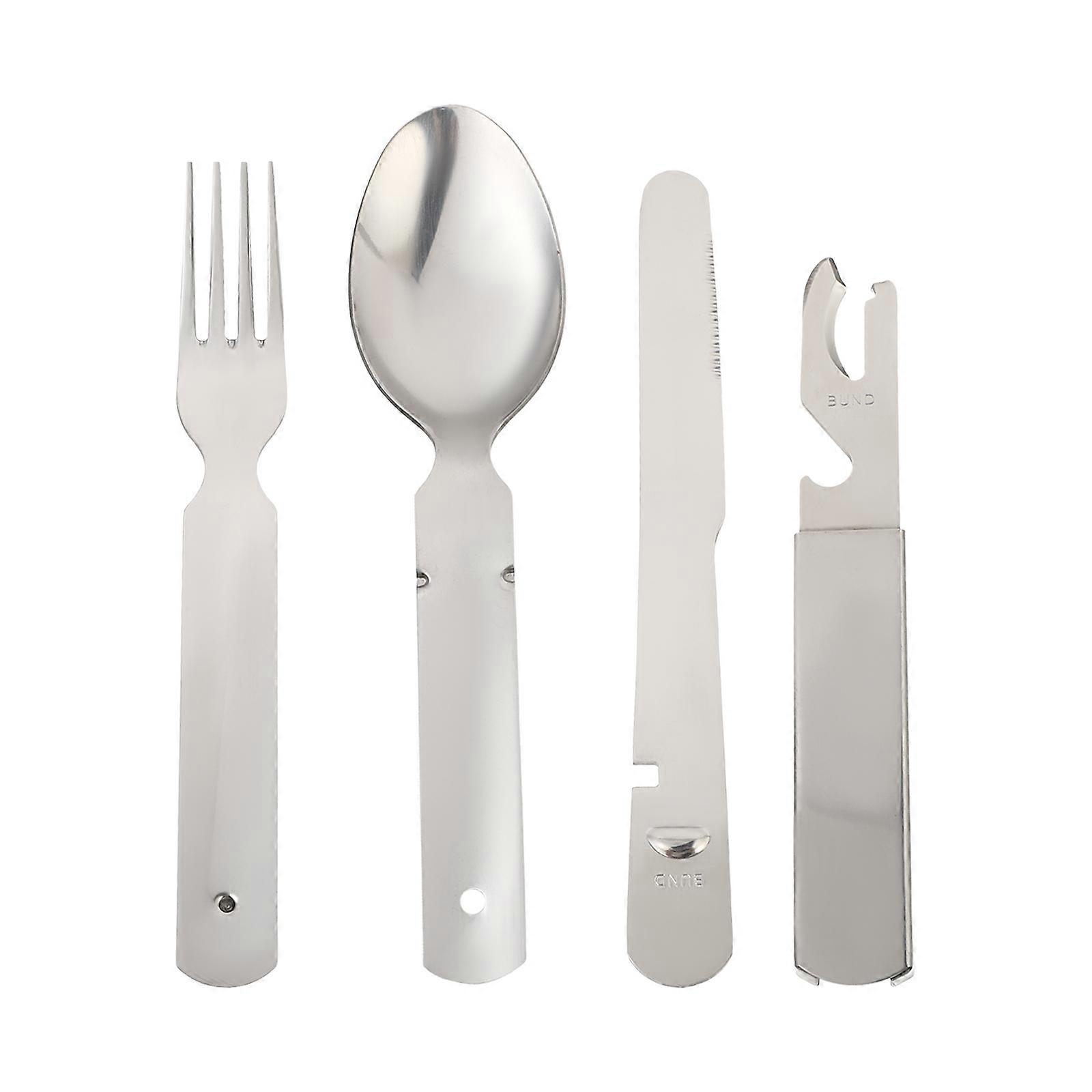 Portable Cutlery Set in Assorted Colors for Outdoor Use Stainless Steel 4 Pieces Foldable