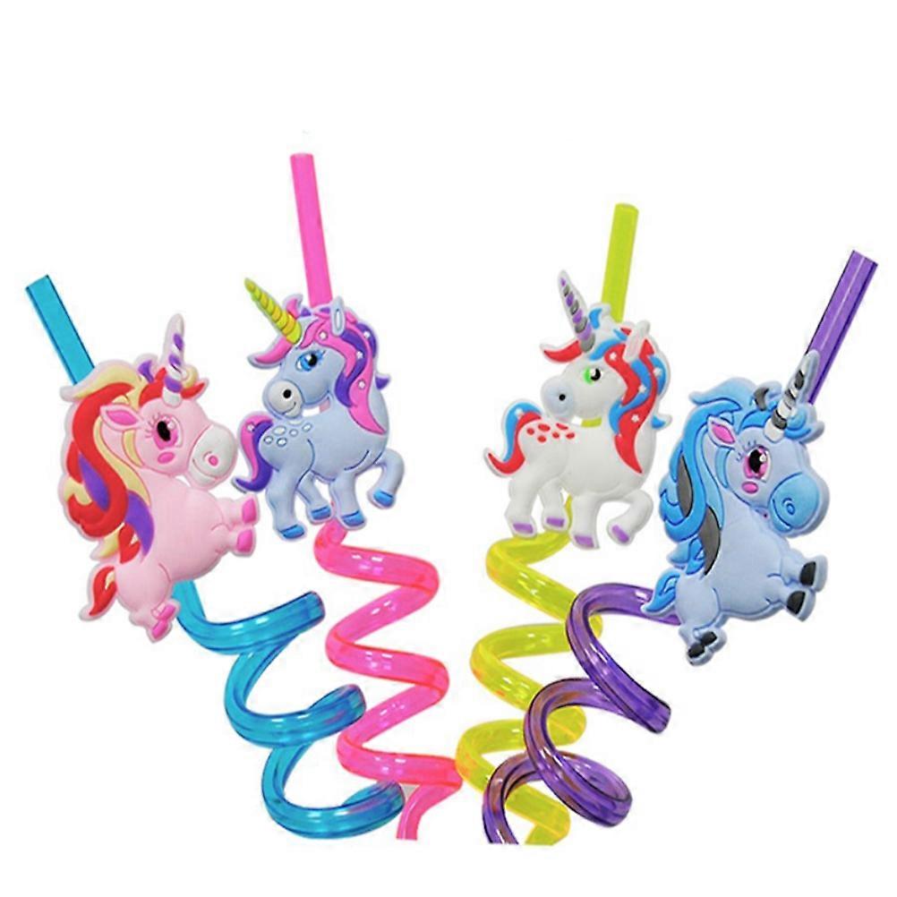 Reusable Drinking Straws Unicorn Shape Colorful Party Decoration Children Carnival Party 4Pcs