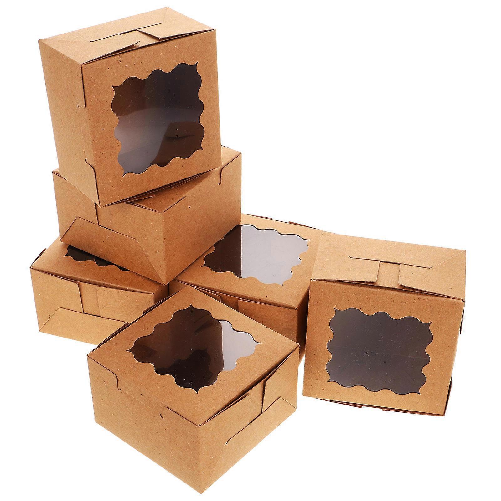 Pastry present Box Kraft Paper Cupcake Boxes For Desserts Sturdy Pastries Boxes Muffins Boxes Delicate Party Favors Bakery Packaging 50Pcs
