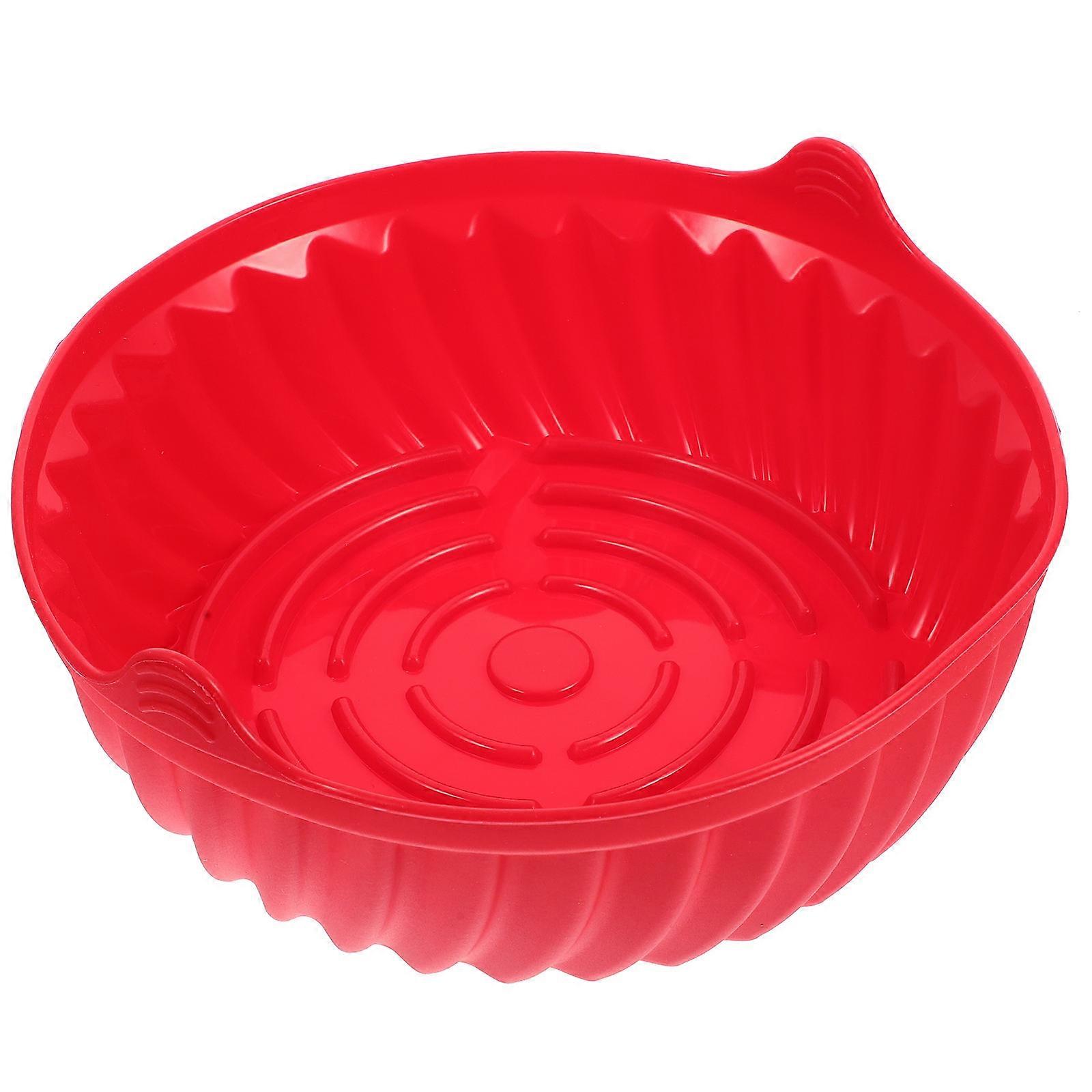 Air Fryer Liner Silicone Mat For Baking Cooking Round Shape Red Color Prevent Food Sticking 1Pack