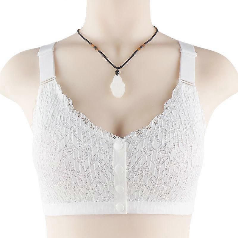 Lace Adhesive Front Buckle Underwear for Women with Large Elastic Shoulder Straps for Middle-aged and Elderly Large Size Breathable Bra
