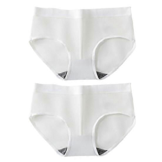 2 Pcs Women Panties Seamless Mid Waist High Elasticity Good Breathability Solid Color Slim
