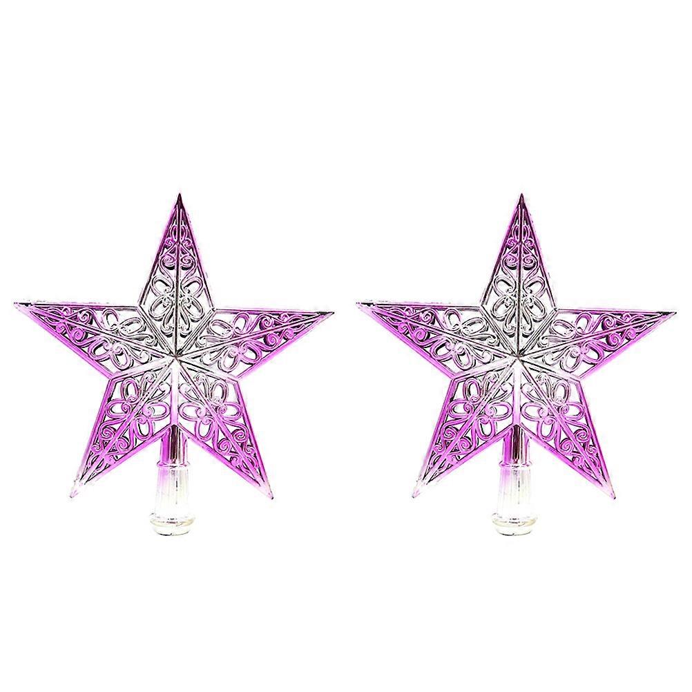 Glitter Tree Xmas Tops Christmas Tree Star Topper Decoration Christmas Tree Ornament Gradient Purple 20cm 3Pcs