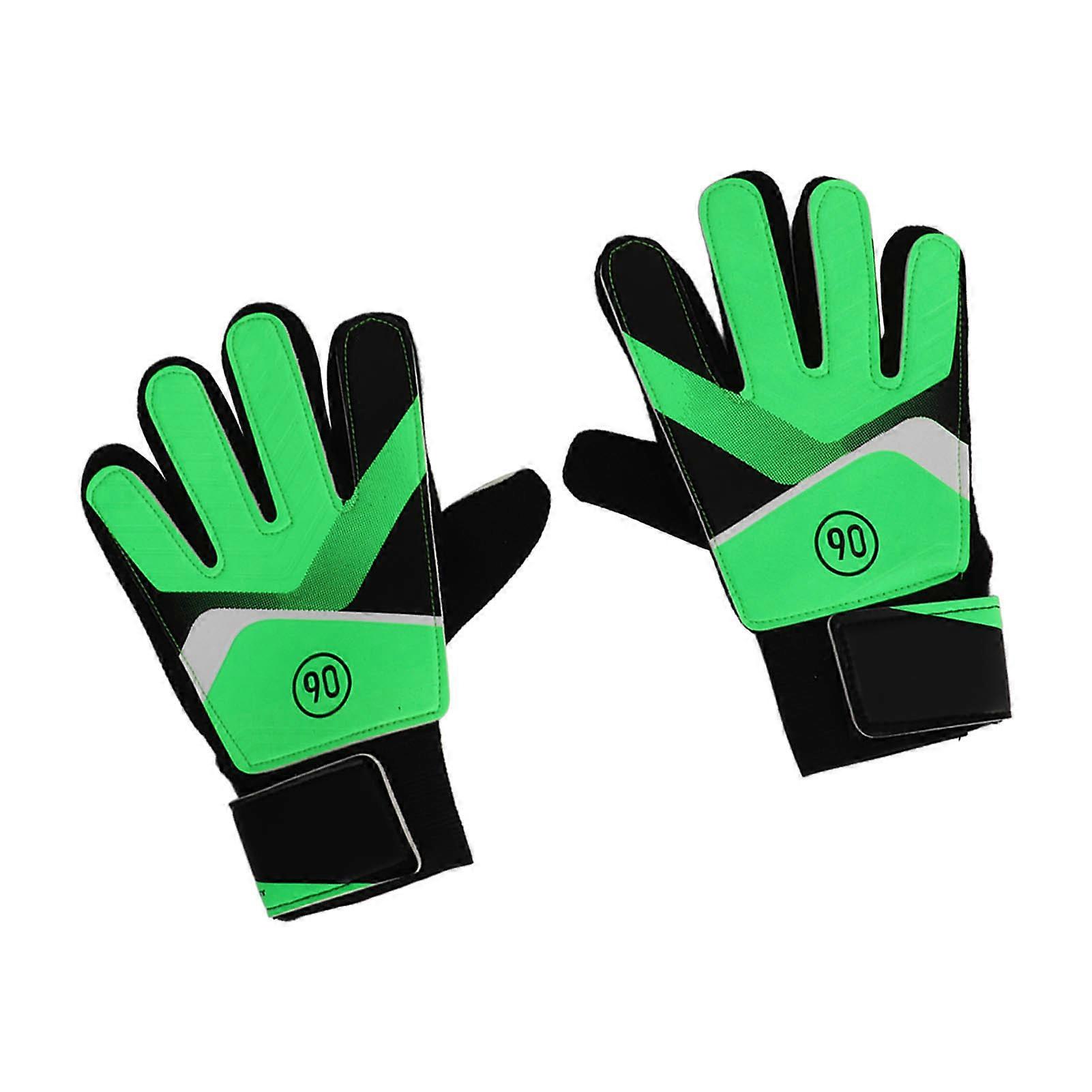 1 paire de gants de gardien de but pour enfants, gants de football antidérapants, gants d'exercice, vert, 17 à 18 cm