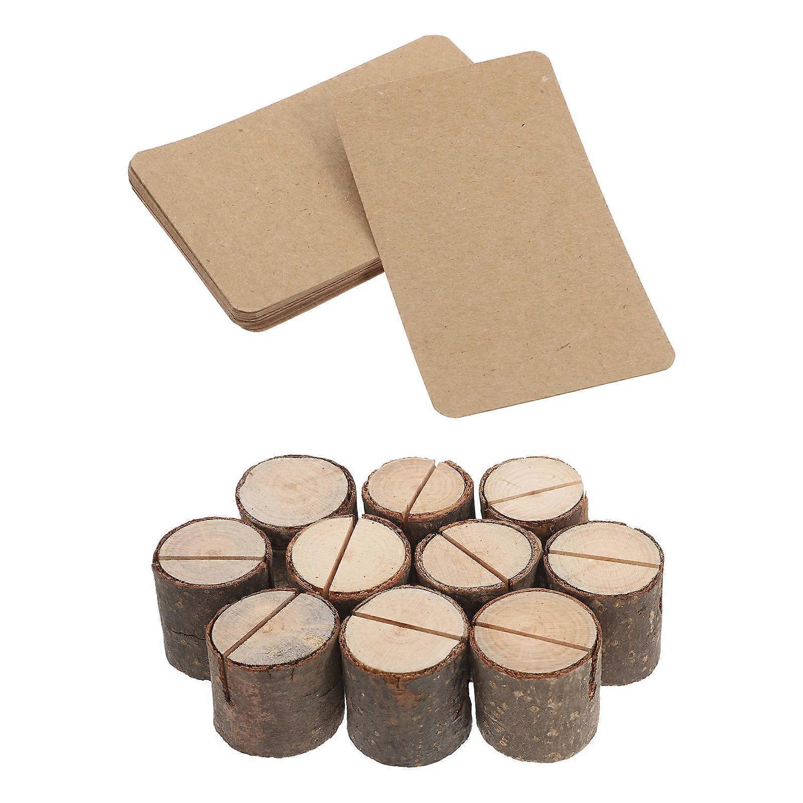 Wood Card Holder Rustic Tree Stump Shape For Reception Tables Brown 3.20X3.20X3.20CM Memo Clip 1Set