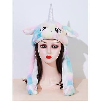 Orelha móvel Unicórnio Chapéu Senhoras Bonito Engraçado Pelúcia Chapéu Cap Animal Cosplay Festa de Aniversário Presente