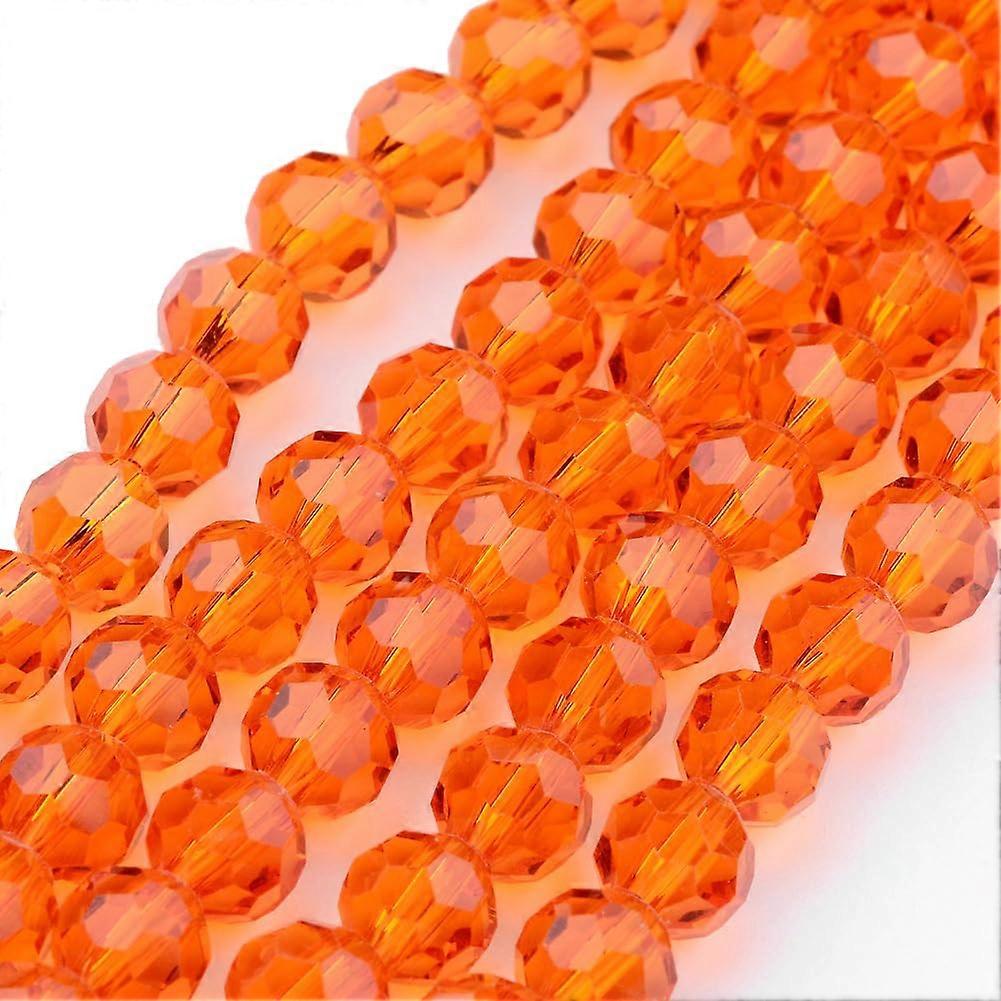 Czech Bohemian Glass Beads 4mm Round Crystal Faceted Beads in Orange, Pack of 90, Cubic Zirconia Quality