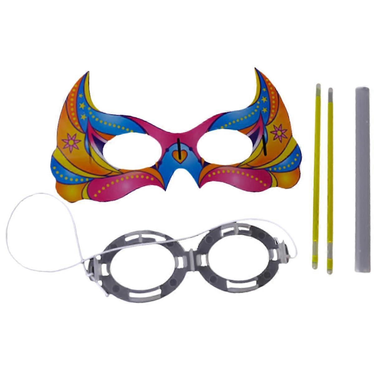 Set of 2 Night Luminous Mask Costumes Glowing Eye Masks for Dance Parties and Carnivals in Assorted Colors