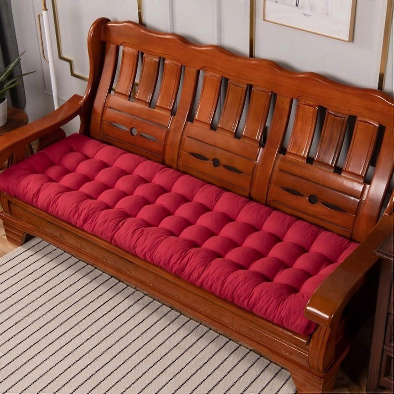 8cm Thick 2/3 Seater Cotton Garden Bench Cushion 100cm x 40cm Red