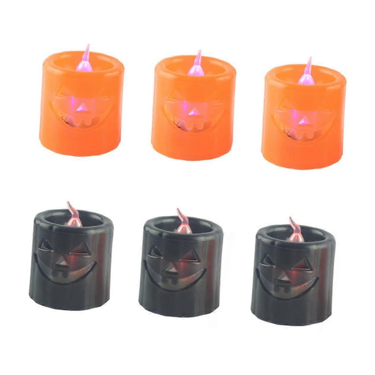 LED Pumpkin Tea Lights Flameless with Realistic Flickering Light Heat Resistant for Indoor Outdoor Halloween Decor