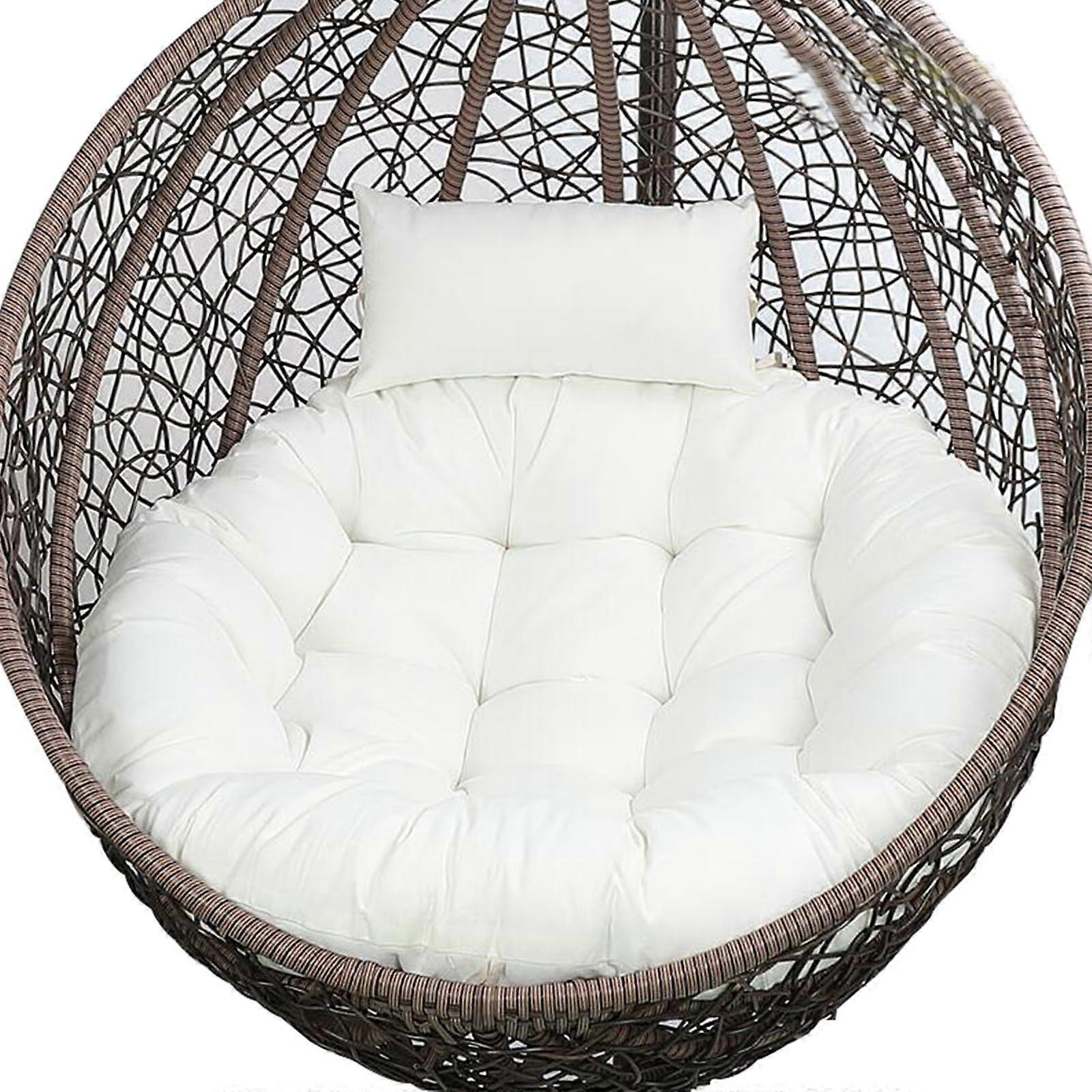 Rattan hanging chair with large cushion, for indoor and outdoor use, rattan hammock, creamcolored