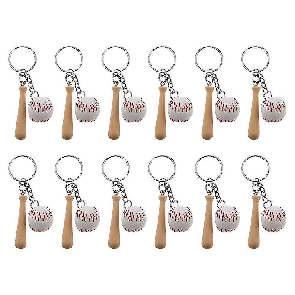 Here's a refined and professional product description based on your input:
 
**12pcs Baseball Keychains Hanging Key Rings for Parties, Sports