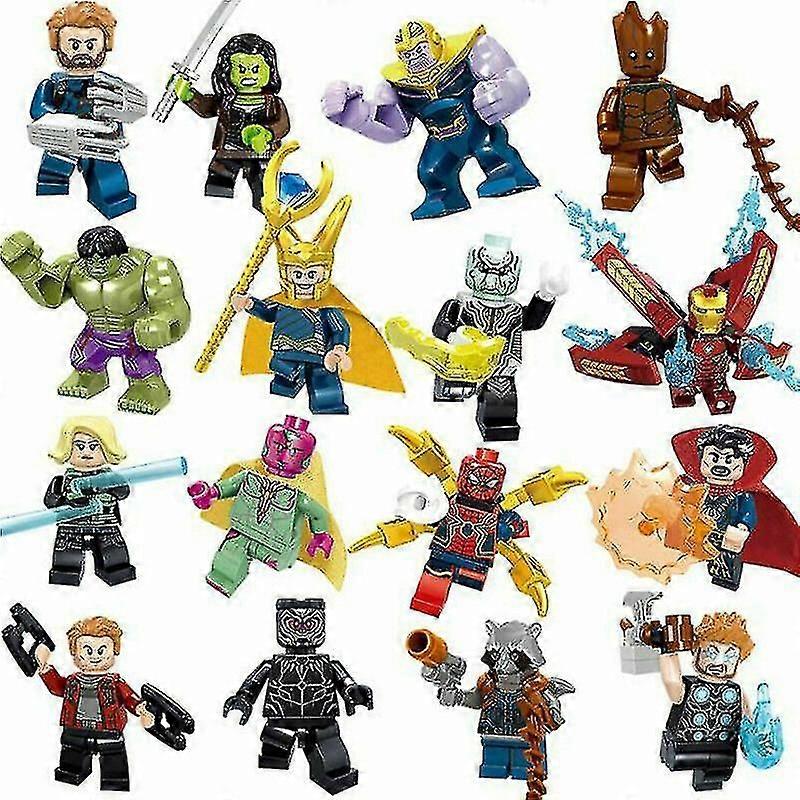 8/16 Pcs Avengers Hulk Superman Minifigures Building Blocks Toys