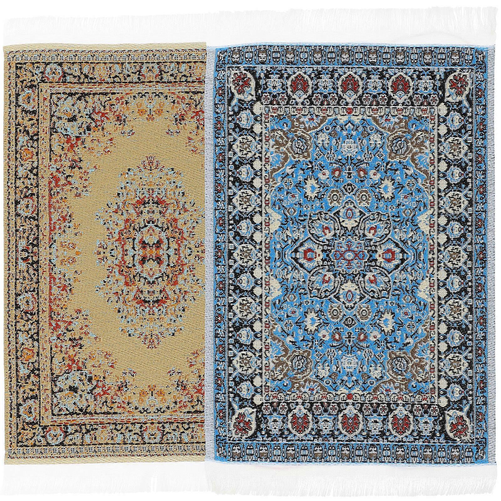 Miniature Rug Mini House Carpet Miniature Landscaping Scene Night Vintage Decorative 2Pcs
