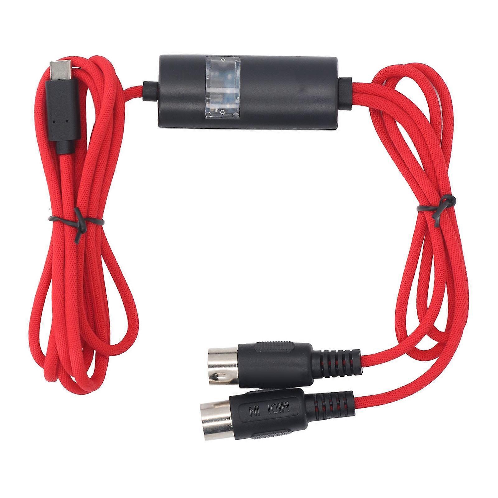 Plug and Play Type C to MIDI Cable, 5ft Adapter for Music Keyboard to PC/Laptop