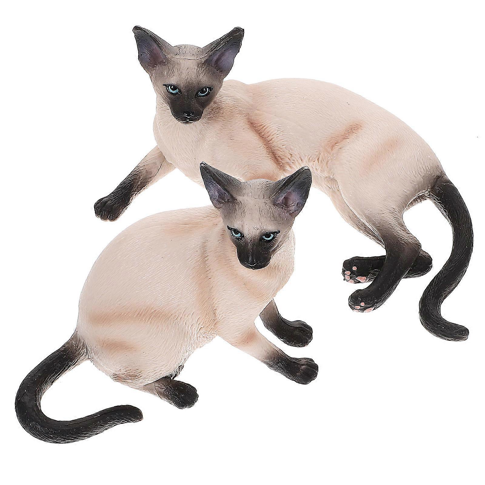 Simulation Models Realistic Cat Figurine Room Decoration Lying Cat Shape Plastic Material Educational Tool 2Pcs