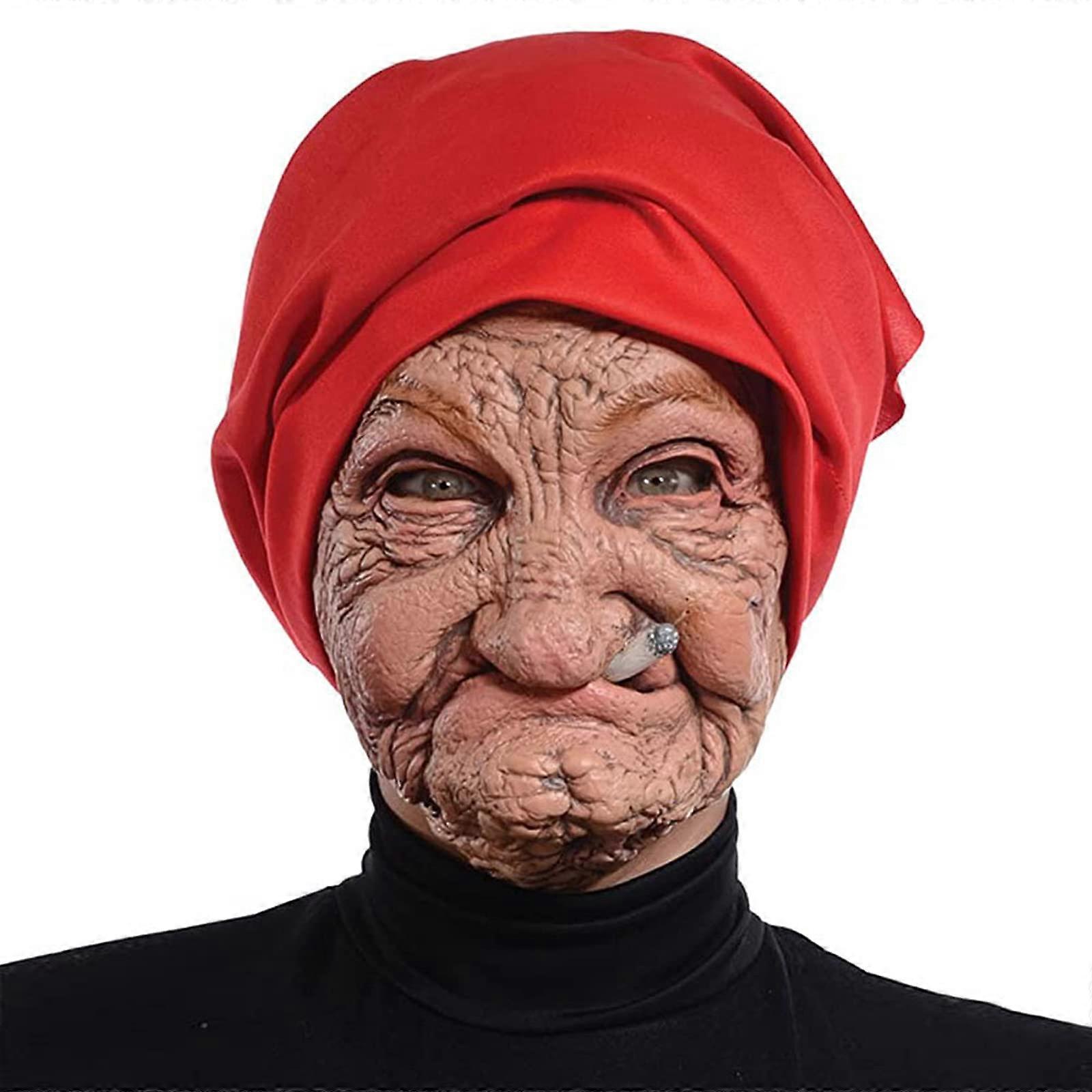 Realistic Old Man Mask Bald Man Latex Mask Realistic Face Mask Halloween Party Cosplay Party Costume Mask Red