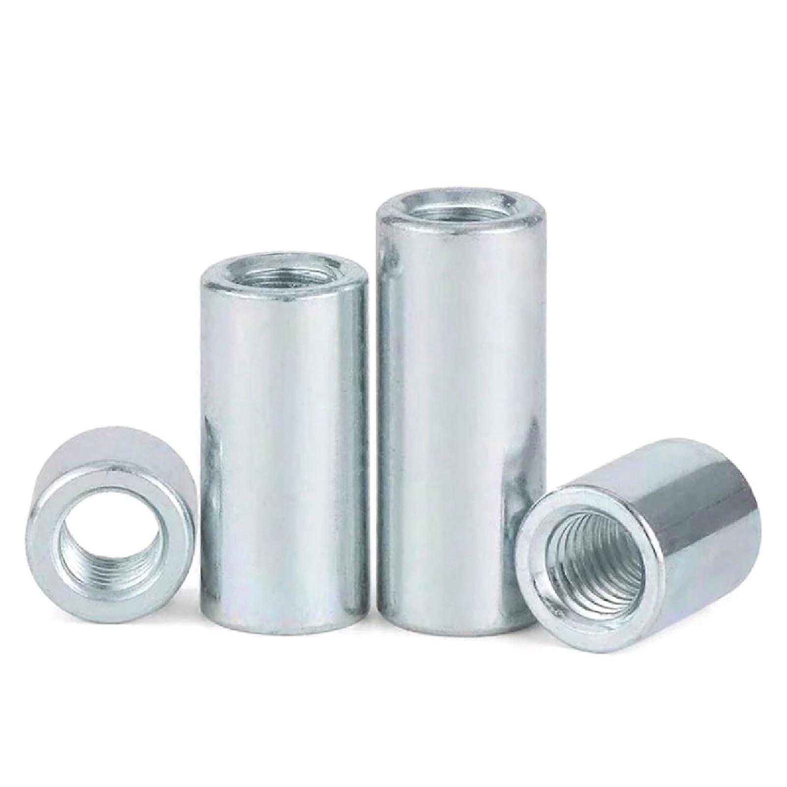 M6M12 Round Nuts, Galvanised Round Column Connection Coupling Nut, Cylindrical Connecting Nuts, Pack of 2, M10 x 12 x 34 mm Pack of 2 M10x12x34mm