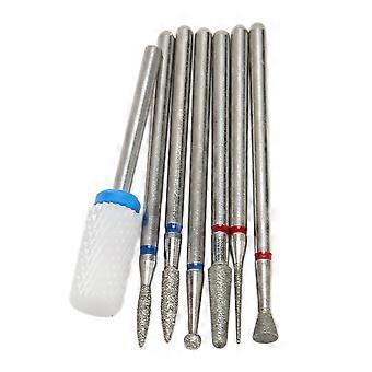 7pcs Nail Drill Bit Set Portable Home Salon Tungsten Steel Cuticle Remover Bits for Nail Artist Novice