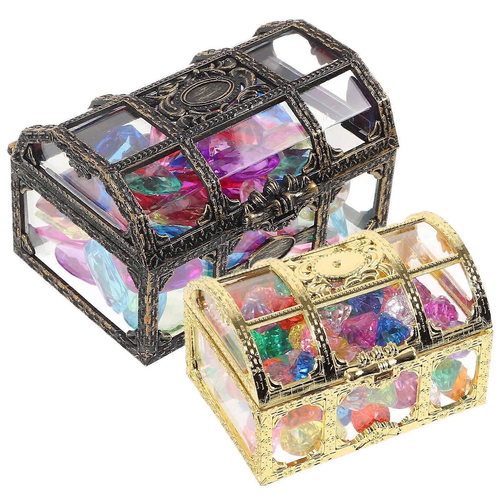 Practical Pirate Treasure Box for Storage Use Made of Acrylic and Plastic in Assorted Colors Set of