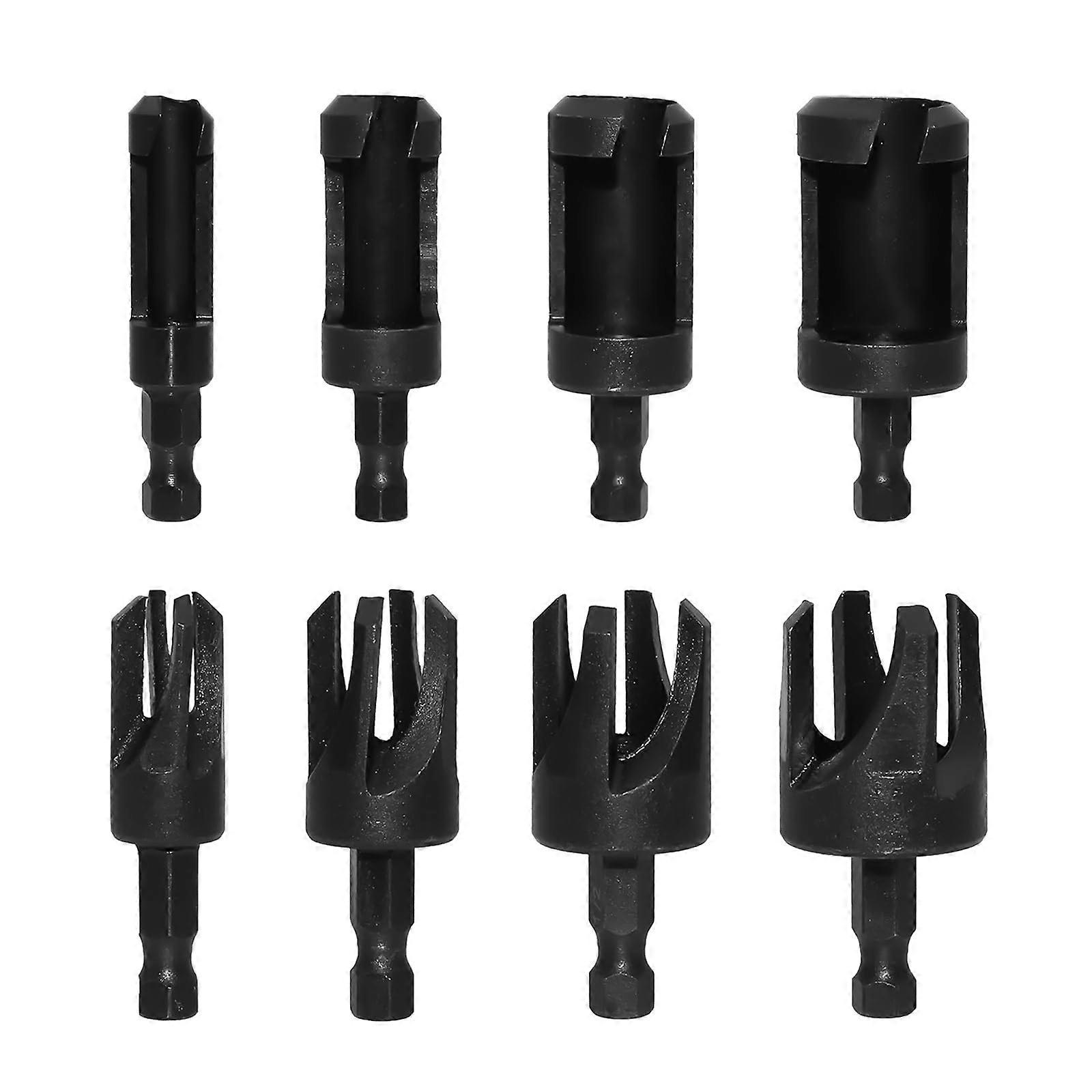 Steckerschneider Cutter Set 6mm 10mm 13mm 16mm For Wood Dowels Straight Cork Knife Drill Bit Black