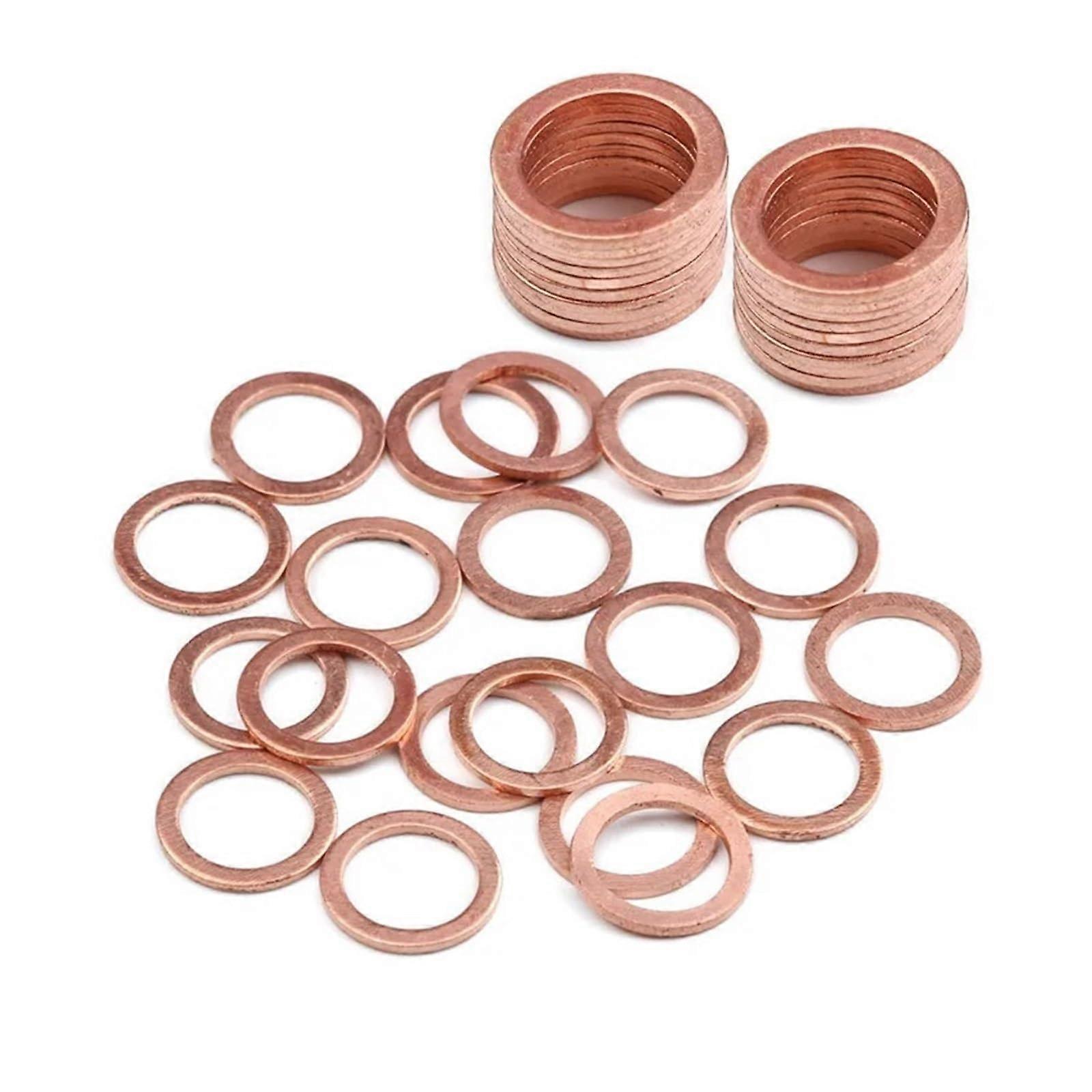 Massive Copper Washers 20 Pack, Solid Copper Flat Ring Gaskets, M6 10x14x1 mm Oil Drain Plug Seals, Fasteners
