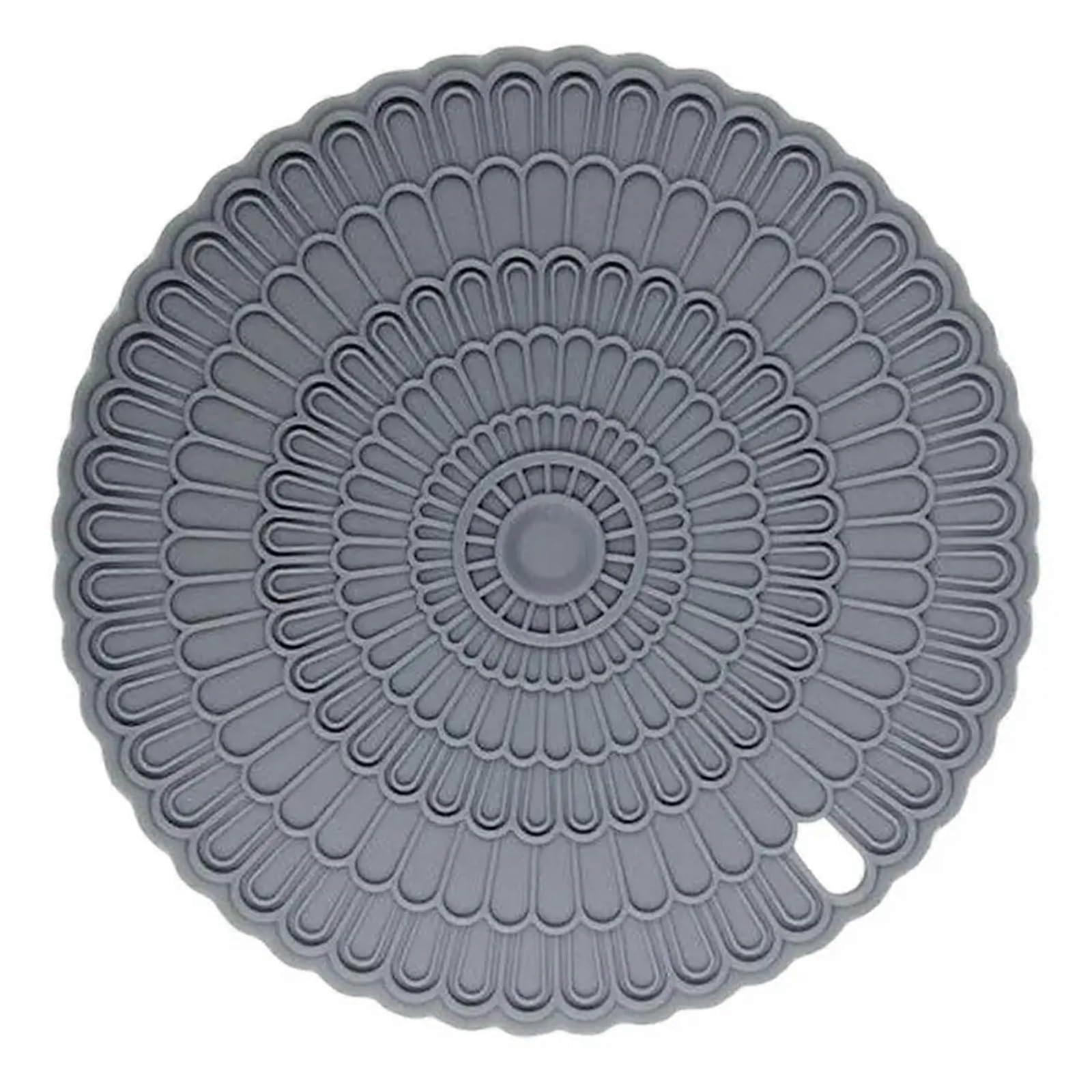 Thermochrome Induction Hob Protector Mat, 8.66in Round Silicone Heat Resistant Scratch Protector for Kitchen Induction Hobs, Light Gray