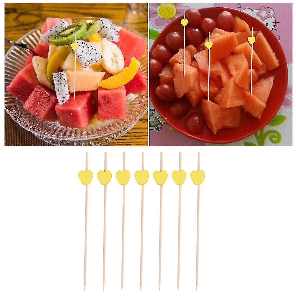 Bamboo Fruit Picks for Food Using 100 Pcs Green Cocktail Toothpicks for Parties and Daily Life
