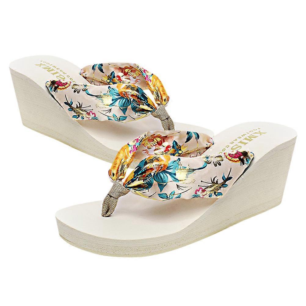 Lady Summer Slipper Platform Thick Soled Beach Slippers Beige Size 39 75Us 5Uk 385Eu 1Pair