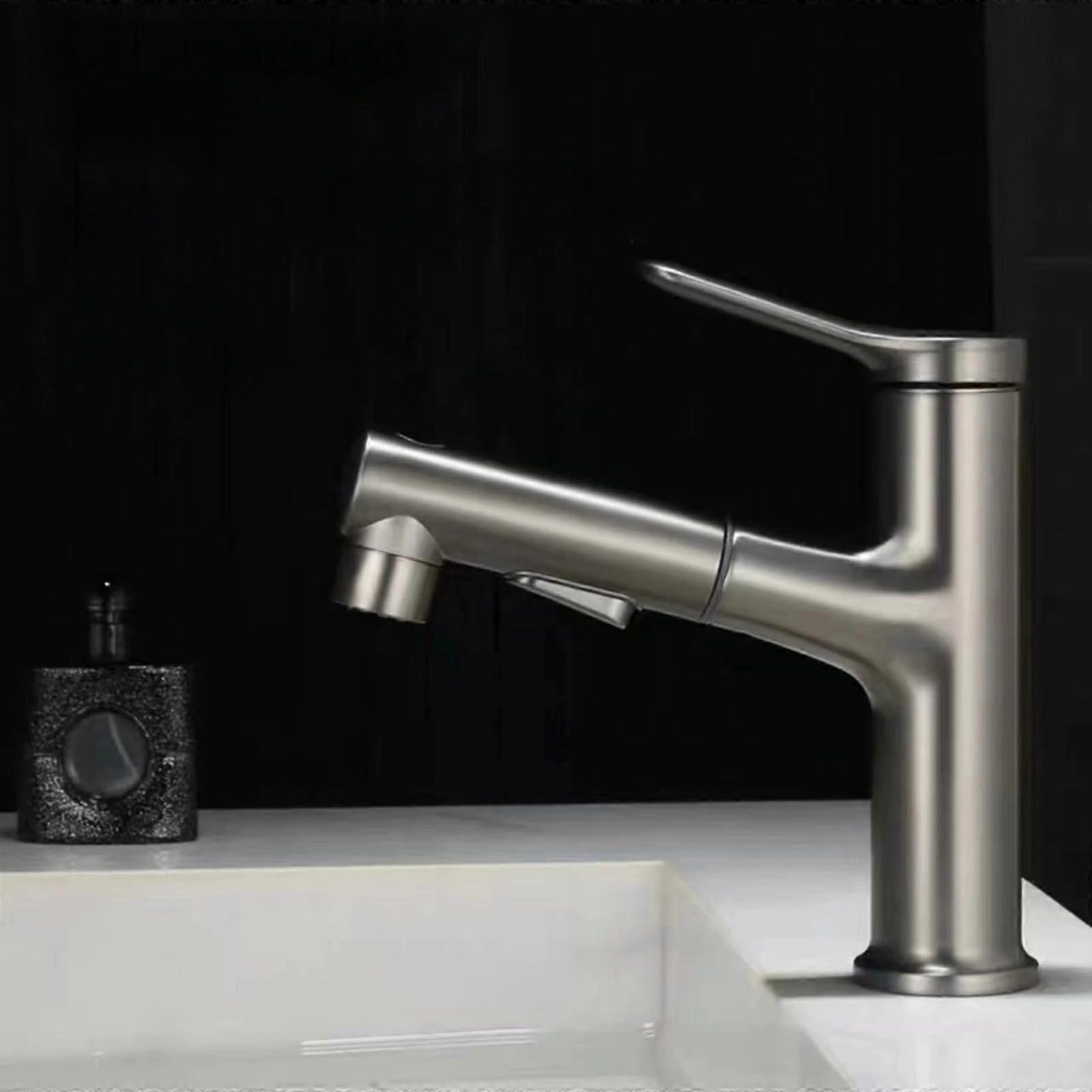 Modern Pull-Out Kitchen Sink Faucet with Hot and Cold Water Control, Stainless Steel, Dual Functionality, Easy Installation