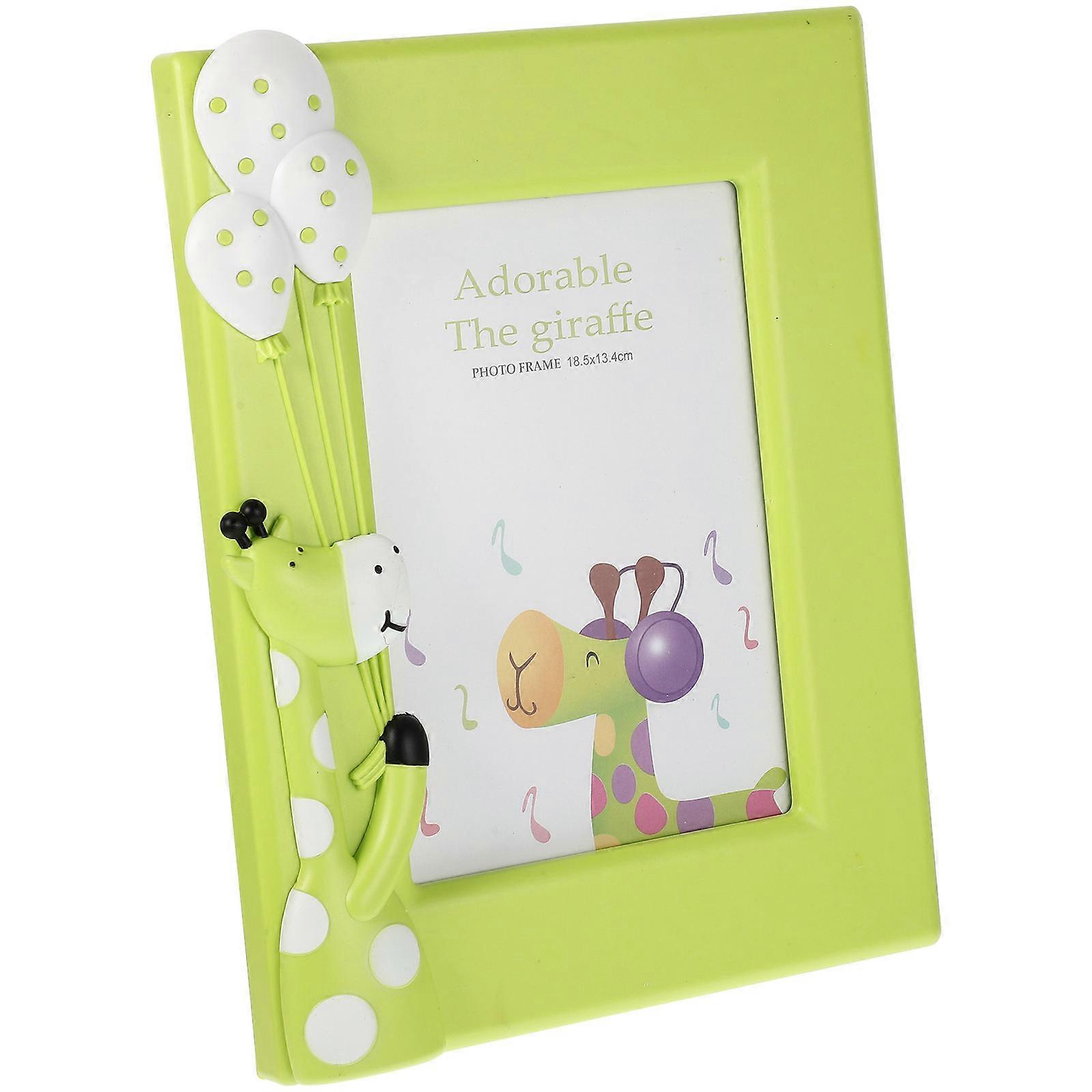 Tabletop Photo Frame Cartoon Animal Shape Green Abs Plastic Photo Display Home Decoration 1Pcs
