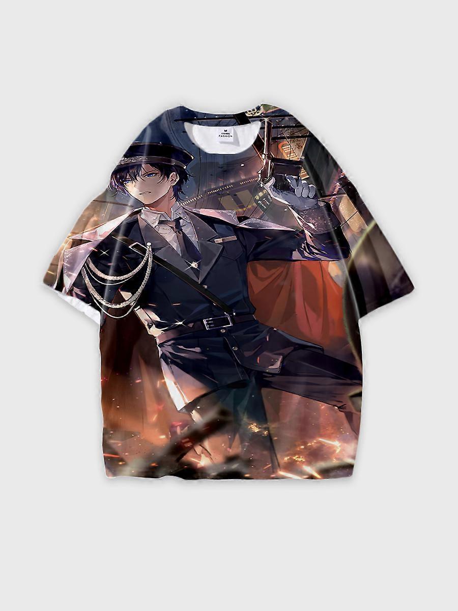 T-shirt round neck Role Pattern loose short sleeve E3522