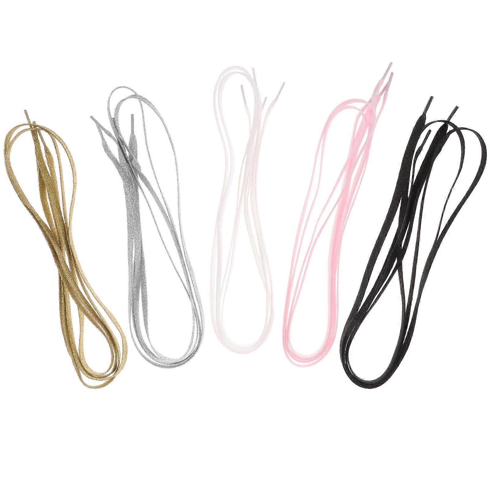 5pairs Glitter Flat Shoelaces Of Decorative Laces For Sneakers Skate Shoes And More Durable Holographic Light