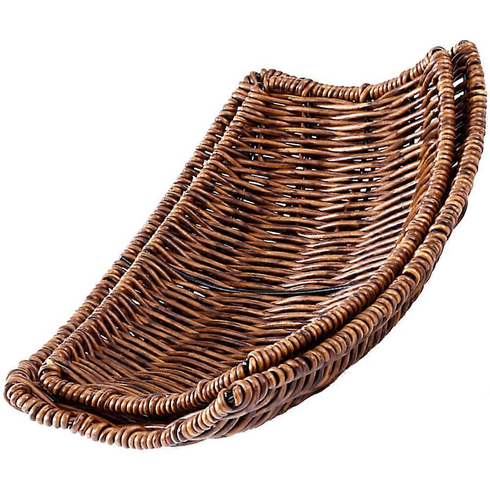 Coffee Color Portable Storage Woven Basket for Home Made of with Imitation Rattan Design 2 Pieces