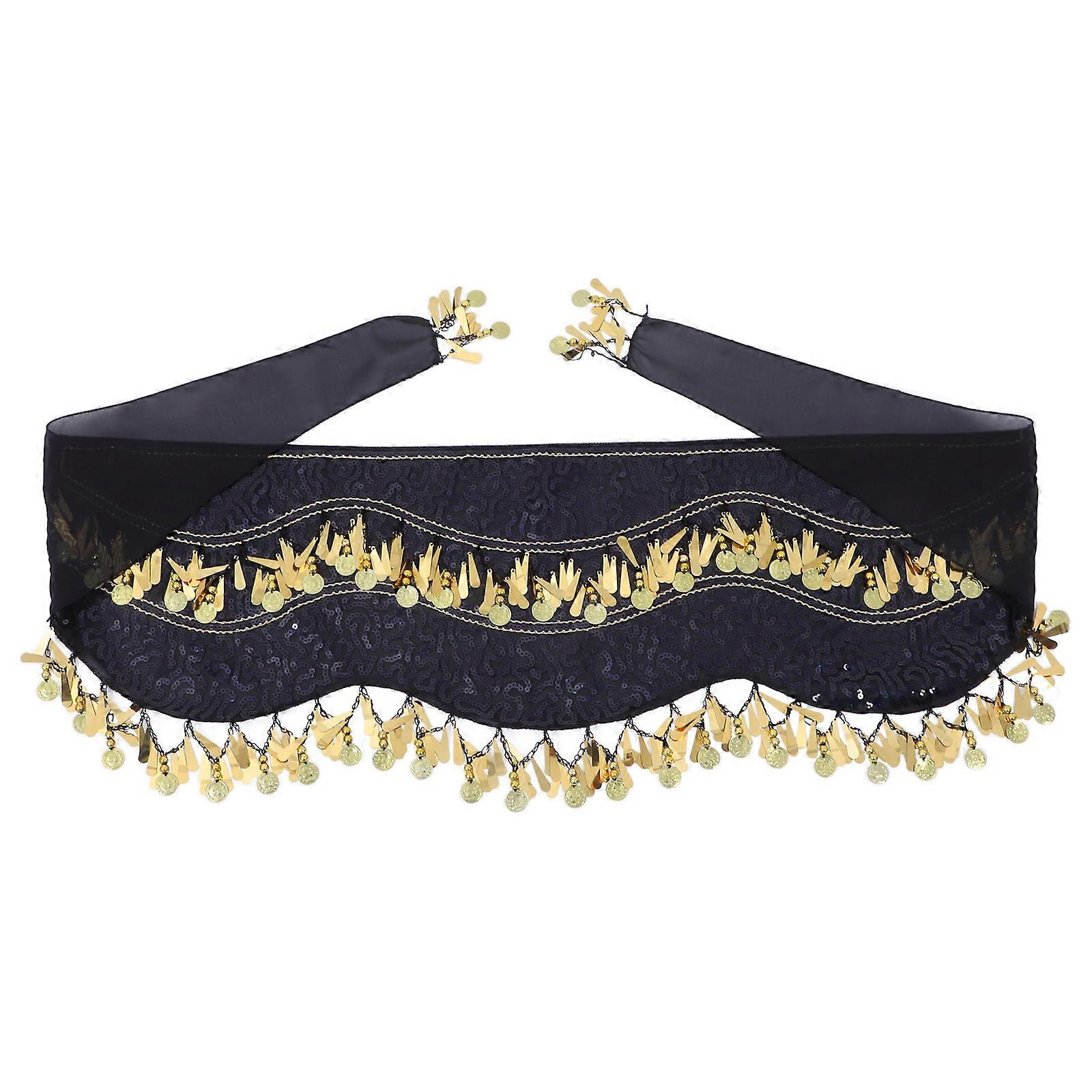 Shiny Tassel Belly Dance Scarf with Fringe Design, Handmade Waist Chain for Dance Performance, Costume, and Rave Events