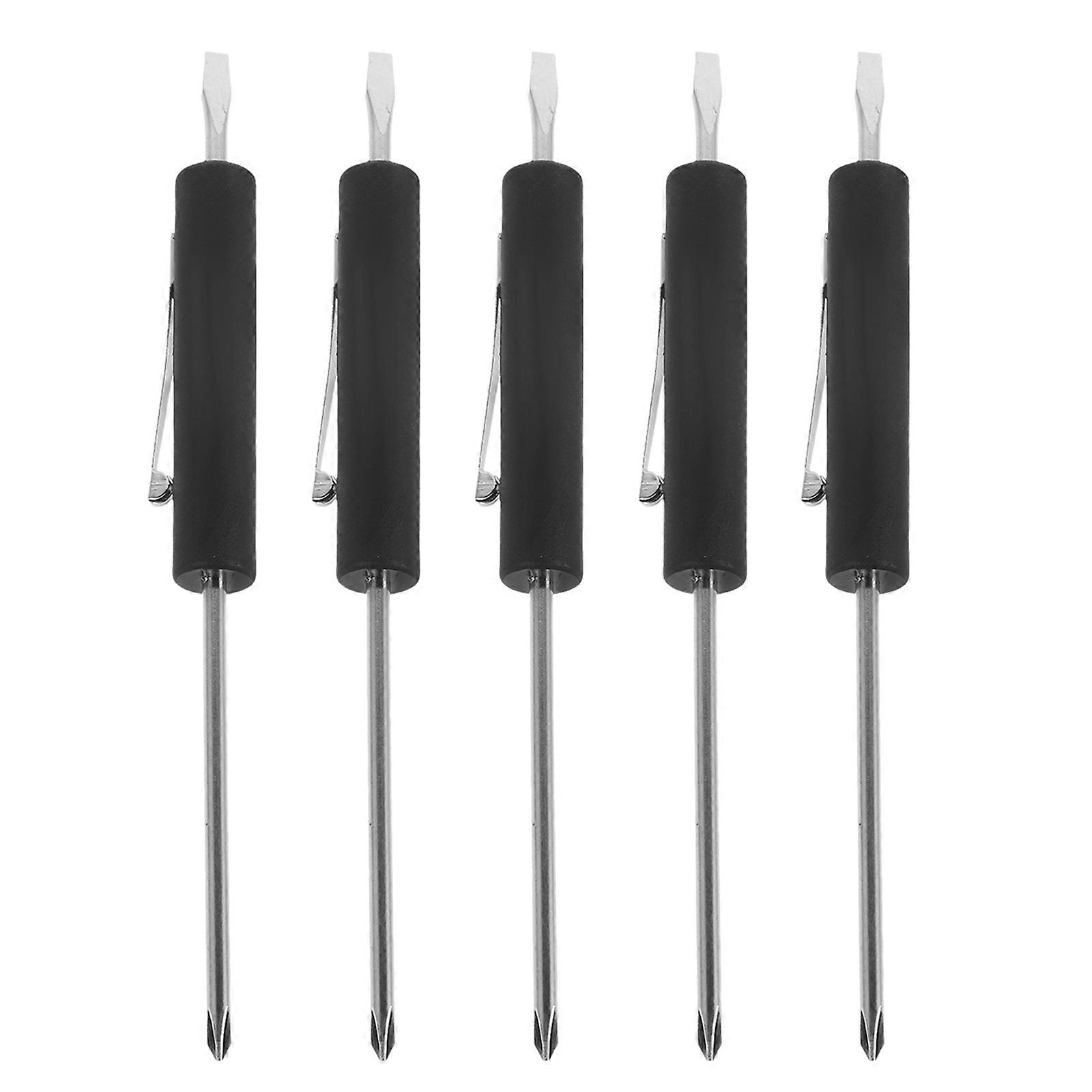 Compact DoubleEnded Screwdriver Set with Magnetic Tips for Home Use Handy Electronics Repair Tools Black Plastic and Magnet 5pcs