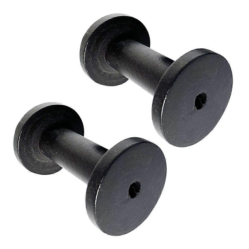 Wooden Spools for DIY Use Black Color Wood Material 2 Pieces Practical Size