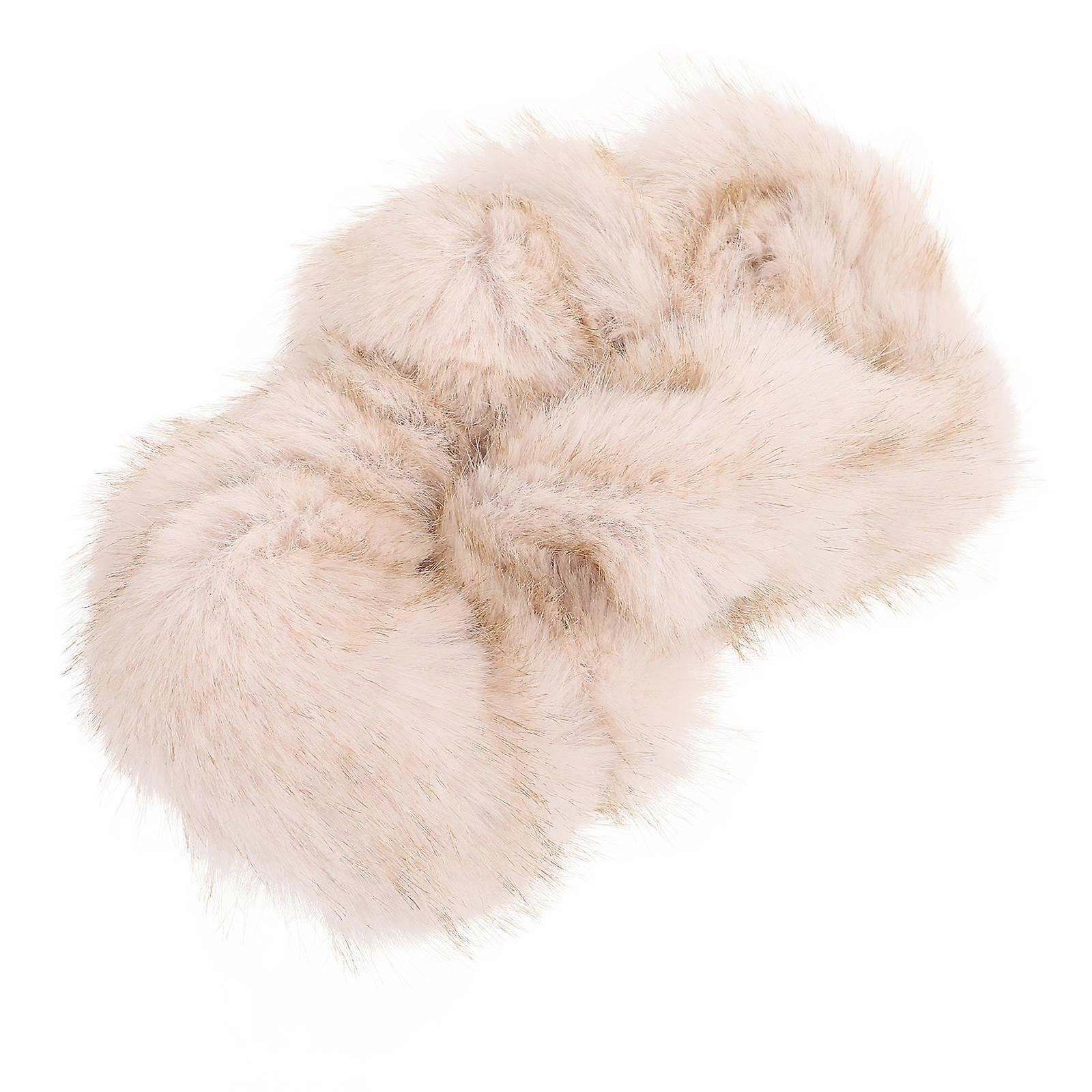 Soft Furry Plush Hair Scrunchy for Women – Durable & Comfortable Retro Hair Tie Accessory for Everyday Use, Fall & Winter Beige