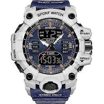 2025 Heren Roestvrij Stalen Kast Sporthorloge Militair Horloge Outdoor LED Stopwatch Digitale Elektronische Grote Dual Display Waterdichte Tactische Leger Pols