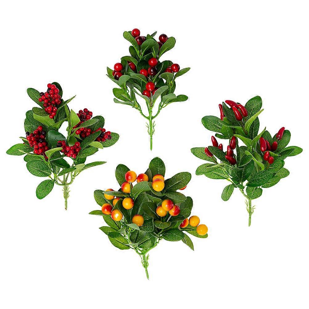 Simulation Fruit Plastic 4Pcs Red for Decor Fake Fruit with Realism and Versatile Placement