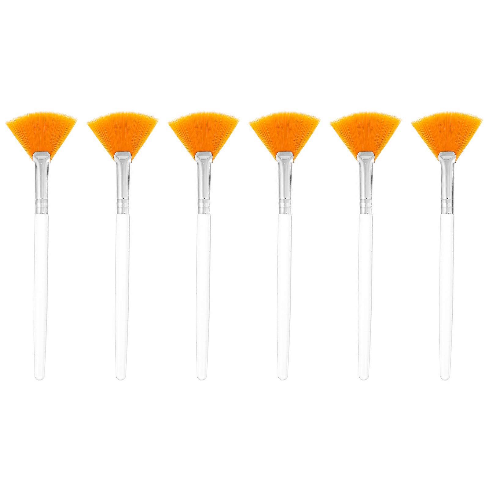 6pcs Ergonomic Fan Shaped Mask Applicator Brushes with Skin Friendly Bristles for Easy Application and Cleaning, Transparent
